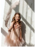 Light Pink Lace Tulle Short Flower Girl Dress